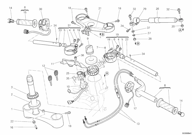 Tutte le parti per il Manubrio del Ducati Superbike 1198 USA 2011